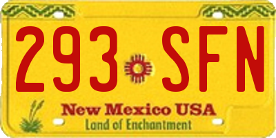 NM license plate 293SFN