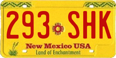 NM license plate 293SHK