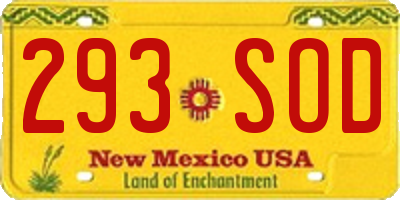 NM license plate 293SOD