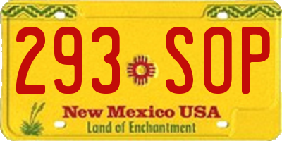 NM license plate 293SOP