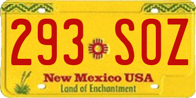 NM license plate 293SOZ