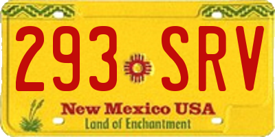 NM license plate 293SRV