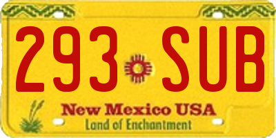 NM license plate 293SUB