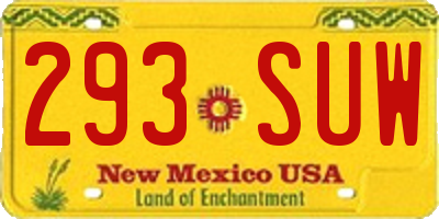NM license plate 293SUW