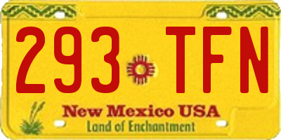 NM license plate 293TFN