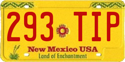 NM license plate 293TIP