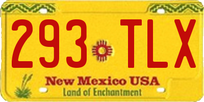 NM license plate 293TLX