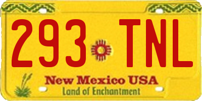 NM license plate 293TNL