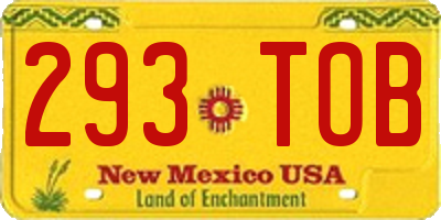 NM license plate 293TOB