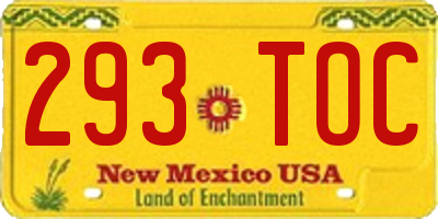 NM license plate 293TOC