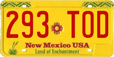 NM license plate 293TOD