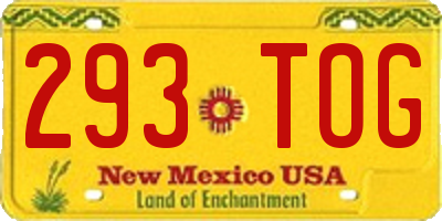 NM license plate 293TOG