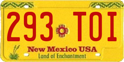 NM license plate 293TOI