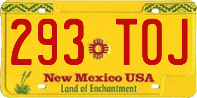 NM license plate 293TOJ