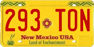 NM license plate 293TON