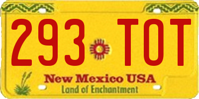 NM license plate 293TOT