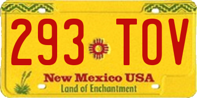 NM license plate 293TOV