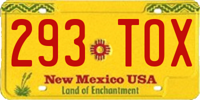 NM license plate 293TOX