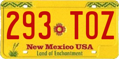 NM license plate 293TOZ