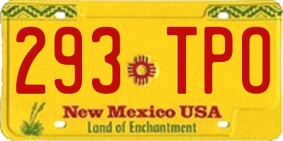 NM license plate 293TPO