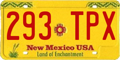 NM license plate 293TPX