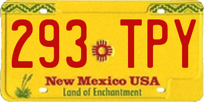 NM license plate 293TPY