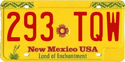 NM license plate 293TQW