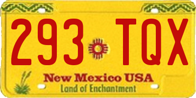 NM license plate 293TQX