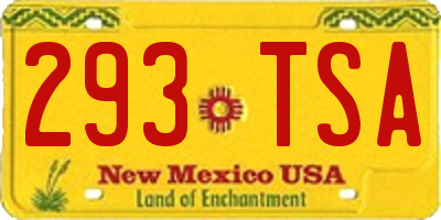 NM license plate 293TSA