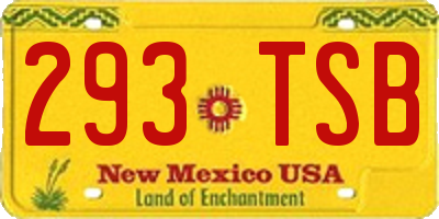 NM license plate 293TSB