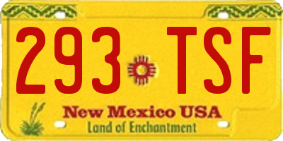 NM license plate 293TSF