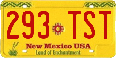 NM license plate 293TST