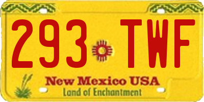 NM license plate 293TWF