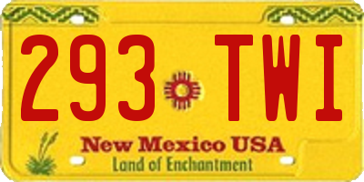 NM license plate 293TWI