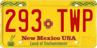 NM license plate 293TWP