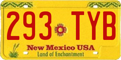 NM license plate 293TYB