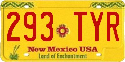 NM license plate 293TYR