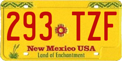 NM license plate 293TZF