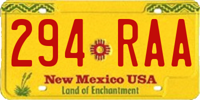 NM license plate 294RAA