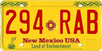 NM license plate 294RAB