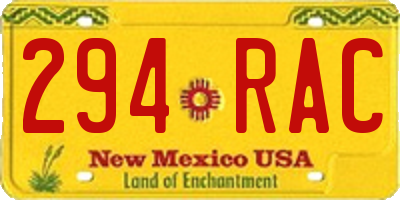 NM license plate 294RAC