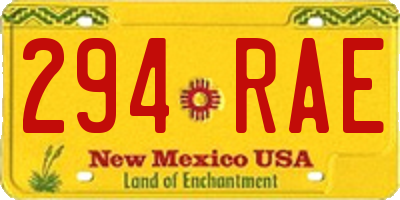 NM license plate 294RAE