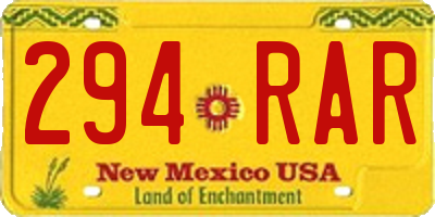 NM license plate 294RAR