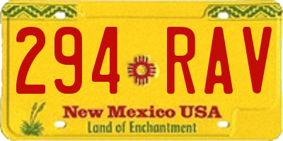 NM license plate 294RAV