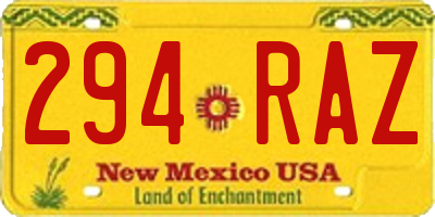 NM license plate 294RAZ