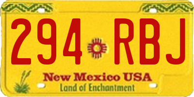 NM license plate 294RBJ