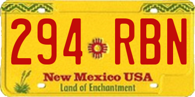NM license plate 294RBN