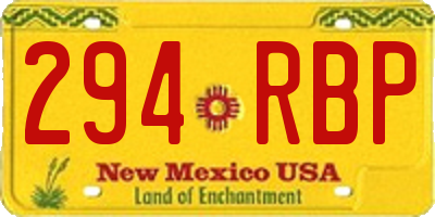 NM license plate 294RBP