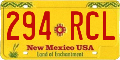 NM license plate 294RCL