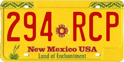 NM license plate 294RCP